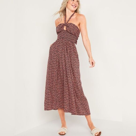 Old Navy Large Dress Floral Leaves Fall Halter Or Strapless - Picture 1 of 9